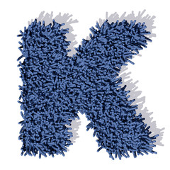 K lettera tappeto blu 3d, isolata su sfondo bianco