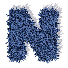 N lettera tappeto blu 3d, isolata su sfondo bianco