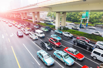 the urban traffic rush hour
