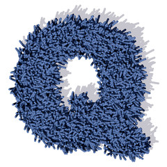 Q lettera tappeto blu 3d, isolata su sfondo bianco