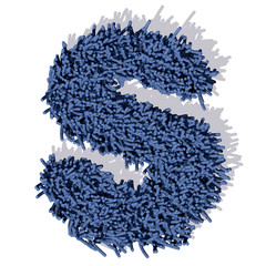 S lettera tappeto blu 3d, isolata su sfondo bianco