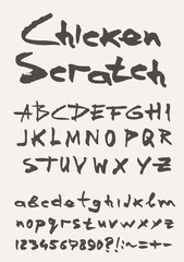 Grunge scratch type font, vintage typography
