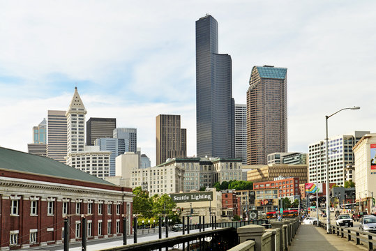 View of downtown Seattle and train station