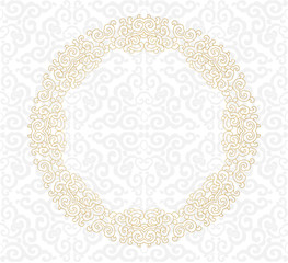 Golden ornament. White background.