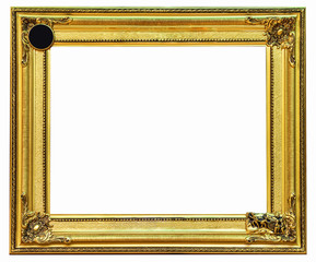 golden frame on white background with clipping path.
