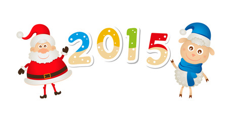 Christmas sheep and Santa Claus with numbers