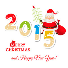 greeting card with Santa Claus and figures