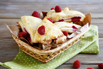 Close up of freshly baked  scones at the breakfast