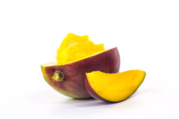 sliced mango isolated on white background