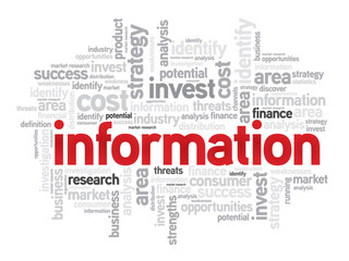 Information business concept in word tag cloud, vector
