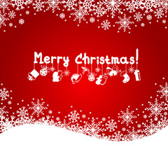 Christmas red background with snowflakes