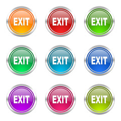 exit colorful vector icons set