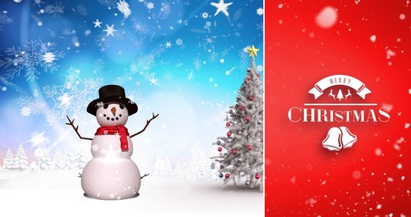 Composite image of snow falling