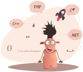 Cute monster programmer.