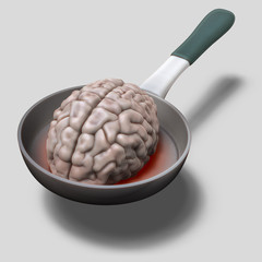 Human brain on hot pan illustration