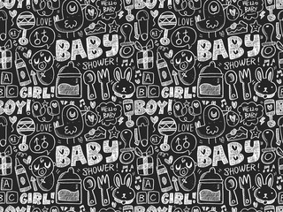 doodle baby seamless pattern background