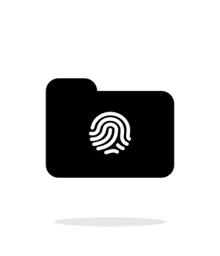 Thumbprint on folder icon on white background.