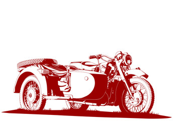 motorbike sidecar illustration - obrazy, fototapety, plakaty