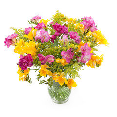 Freesia flower bunch in a vase