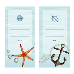Business cards in a nautical theme.