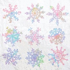 Snowflakes background with ornate fantasy design