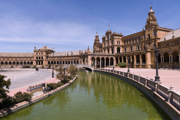 Fototapeta na wymiar Panoramic of the Plaza of Spain, in Sevilla, Spain