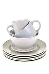 Pile de vaisselle blanche
