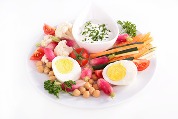fresh vegetables with dip
