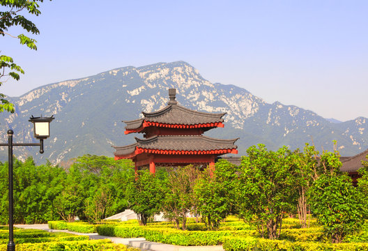 Fototapeta Ancient pavilions in Shaolin, China