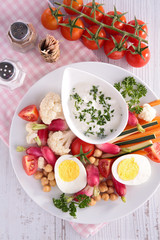 fresh vegetables with dip