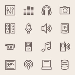 Media Web Icons Set