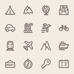 Travel web icons set