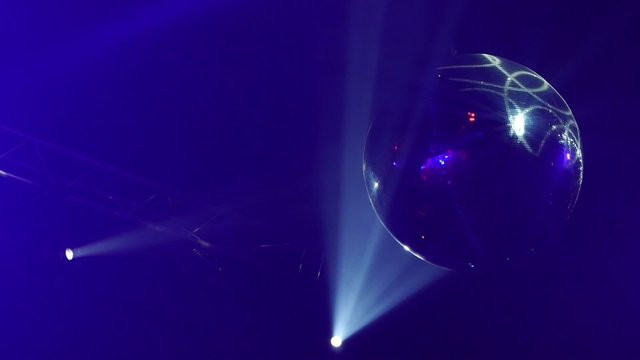 Great disco mirror ball, nightclub, bar music, light show