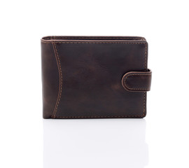 Mens brown wallet on a white background