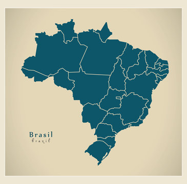 Modern Map - Brasil with districts BR