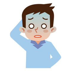 失敗して顔色が悪い若い男性