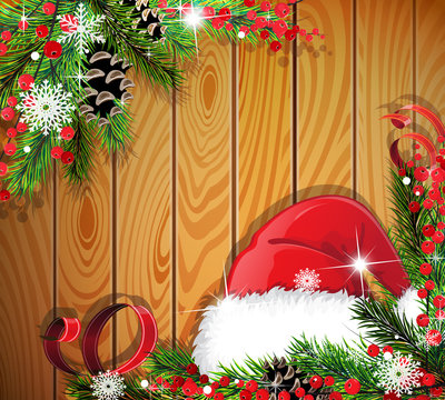 Santa Hat on wooden background