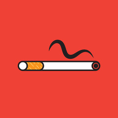 Cigarette On Red Background