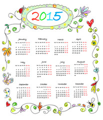 Kids Color Doodles Calendar 2015