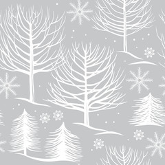 seamless pattern, winter forest