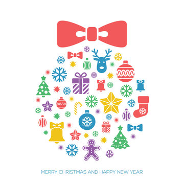 Christmas and New Year greeting card template