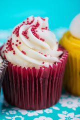 Cup cake on bright background
