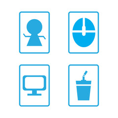 Icon set computer with coffee