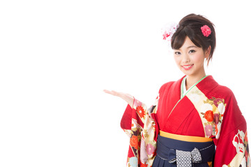 japanese woman wearing kimono showing