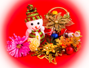decoration of christmas on red background