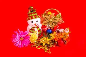 decoration of christmas on red background