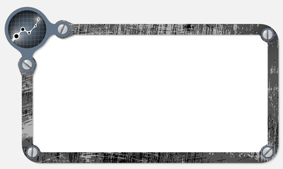metal frame for text with screws and graph