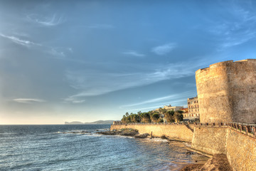 Alghero bastion on a cloudy day