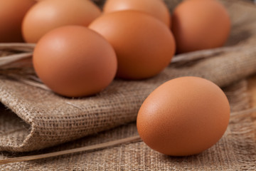 Healthy domestic chiken eggs
