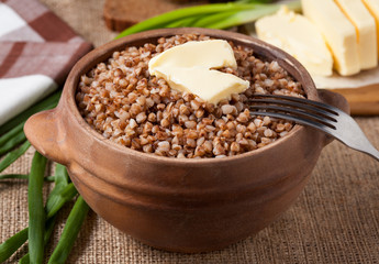 Dietetic buckwheat porridge with butter